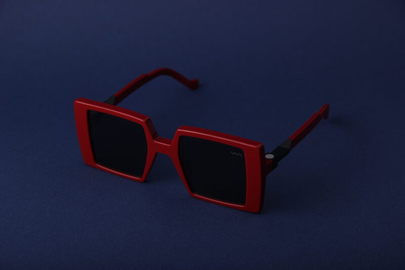 Lunettes de soleil monture rouge en acétate bio